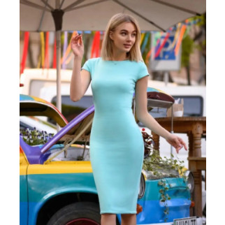 Літня сукня в обтяжку м'ятна трикотажна жіноча сукня футляр з коротким рукавом облягаюча сукня до коліна - Інтернет-магазин спільних покупок ToGether