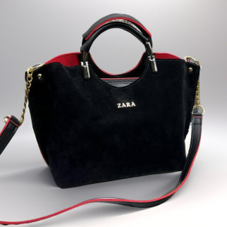 Замшева містка сумка через плече жіноча сумочка кросс боді в стилі світанку сумка замш чорна з червоним - Інтернет-магазин спільних покупок ToGether