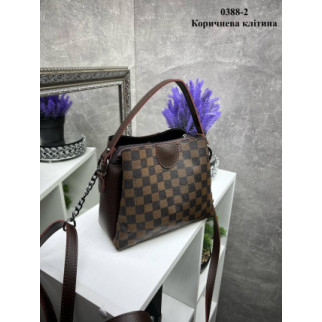 Стильна жіноча сумка через плече крос боді коричнева в клітку маленька шкіряна сумочка 24х20х10см - Інтернет-магазин спільних покупок ToGether