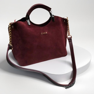 Замшева містка сумка через плече жіноча сумочка кросс боді стильна сумка бордова замш ЛЮКС - Інтернет-магазин спільних покупок ToGether