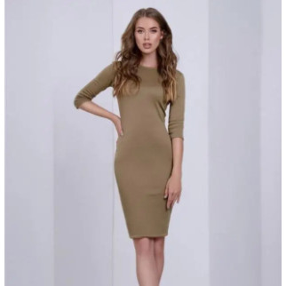 Класична трикотажна сукня жіноча з коротким рукавом колір хакі сукня до колін однотонна 42 44 48 розмір - Інтернет-магазин спільних покупок ToGether