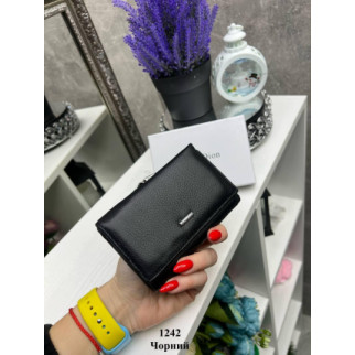 Натуральна шкіра. Чорний - жіночий стильний мініатюрний гаманець на магніті - 13х8 см - у коробці  (1242) - Інтернет-магазин спільних покупок ToGether