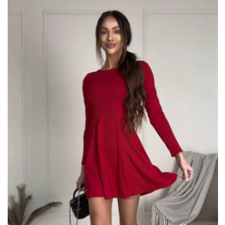 Модна коктейльна сукня в рубчик з довгими рукавами червона коротка сукня рубчик жіноча міні сукня - Інтернет-магазин спільних покупок ToGether
