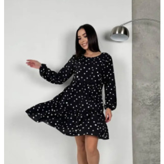 Коктейльна літня сукня жіноча бебі долл в горошок чорна легка сукня з довгим рукавом вільна сукня до коліна - Інтернет-магазин спільних покупок ToGether