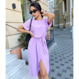 Літня сукня з коротким рукавом бузкова жіноча сукня з розрізом на нозі сукня з поясом сарафан літній - Інтернет-магазин спільних покупок ToGether