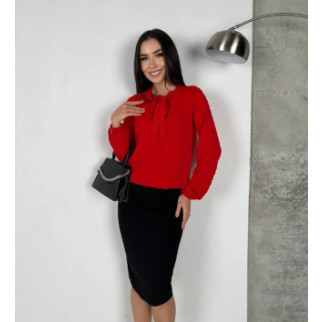 Нарядний жіночий костюм зі спідницею міді червоний костюм блуза і спідниця із завищеною талією елегантний костюм - Інтернет-магазин спільних покупок ToGether