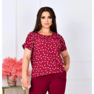 Стильна жіноча блуза з коротким бордова блуза в горошок літня кофточка з коротким рукавом - Інтернет-магазин спільних покупок ToGether