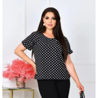 Стильна жіноча блуза з коротким чорна блуза в горошок літня кофточка з коротким рукавом - Інтернет-магазин спільних покупок ToGether