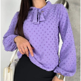 Стильна жіноча блуза з довгими рукавами бузкова блузка з бантом нарядна - Інтернет-магазин спільних покупок ToGether