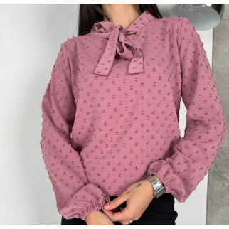 Стильна жіноча блуза з довгими рукавами фрезова блузка з бантом нарядна - Інтернет-магазин спільних покупок ToGether