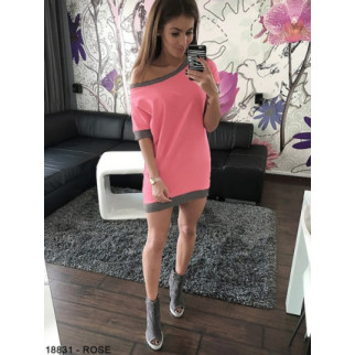 Вільна літня сукня футболка з коротким рукавом рожева коротка сукня з відкритим плечем легка сукня - Інтернет-магазин спільних покупок ToGether
