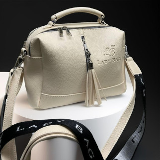 Жіноча маленька сумка через плече бежева сумочка клатч шкіряна сумка крос боді з широким ременем (екошкіра) - Інтернет-магазин спільних покупок ToGether