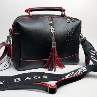 Жіноча маленька сумка через плече чорна з червоним сумочка клатч шкіряна сумка крос боді з широким ременем (екошкіра) - Інтернет-магазин спільних покупок ToGether