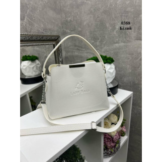 Біла — стильна сумочка на три відділення — Lady Bags, два ремені в комплекті (0388) - Інтернет-магазин спільних покупок ToGether