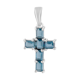 Срібний хрестик Високої якості з топазом Лондон Блю 1.346ct (2092551) - Інтернет-магазин спільних покупок ToGether
