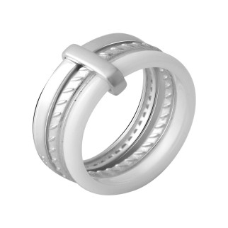 Срібне кільце Високої якості з керамікою, вага виробу 7,14 г (2070016) 16 розмір - Інтернет-магазин спільних покупок ToGether