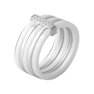 Срібне кільце Високої якості з керамікою, фіанітами, вага виробу 9,03 г (2070054) 18 розмір - Інтернет-магазин спільних покупок ToGether