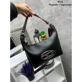 Чорна з червоним - стильна та елегантна жіноча сумочка на блискавці (0524) - Інтернет-магазин спільних покупок ToGether