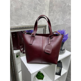 Бордо — без логотипа - стильна велика сумка, дорогий турецький матеріал (0217) - Інтернет-магазин спільних покупок ToGether
