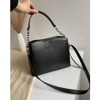 ЧОРНА БН - якісна та елегантна сумочка з ручкою у комбінації шкірзамінника та металевого ланцюжка (Луцьк, 628) - Інтернет-магазин спільних покупок ToGether