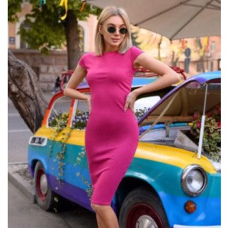 Літня сукня в обтяжку рожева трикотажна жіноча сукня футляр з коротким рукавом облягаюча сукня до коліна - Інтернет-магазин спільних покупок ToGether