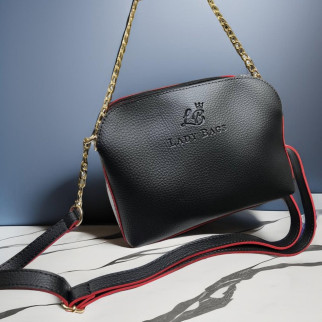 Клатч сумка через плече чорна з червоним сумочка з ланцюжком жіночий клатч міні сумка крос боді шкіряна (екошкіра) - Інтернет-магазин спільних покупок ToGether