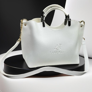 АКЦІЯ!  Біла — стильна сумка на три відділення — фурнітура золото — топ продажів  (2049) - Інтернет-магазин спільних покупок ToGether