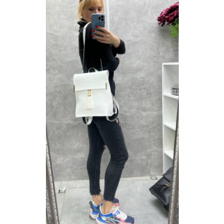 Біла - сумка-рюкзак - стильна, практична та елегантна модель із китицями (2538) - Інтернет-магазин спільних покупок ToGether