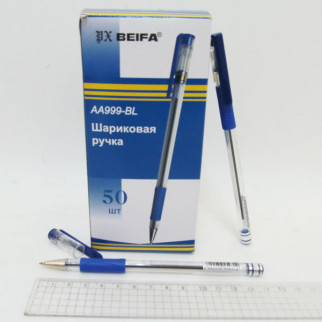 Ручка шариковая BEIFA синяя, грип, 50шт. в уп. 999AA-blu - Інтернет-магазин спільних покупок ToGether