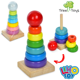Дерев'яна іграшка Пірамідка 14см, 7дет, 2 кольори, в п/е, 14-6,5-6,5см /50/ - Інтернет-магазин спільних покупок ToGether