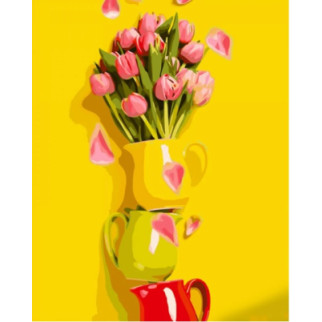 Набір для розпису по номерах Горнятко з тюльпанами Strateg розміром 40х50 см (GS1352) - Інтернет-магазин спільних покупок ToGether
