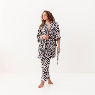 Комплект жіночий з плюшевого велюру штани та халат Зебра 3408_XL 15918 XL - Інтернет-магазин спільних покупок ToGether