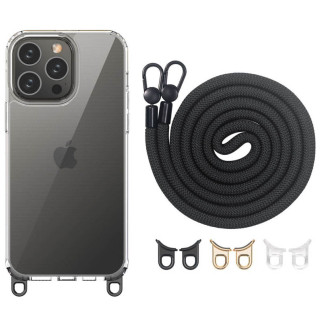 Чохол TPU Transparent with Straps для Apple iPhone 12 Pro / 12 (6.1") Black - Інтернет-магазин спільних покупок ToGether