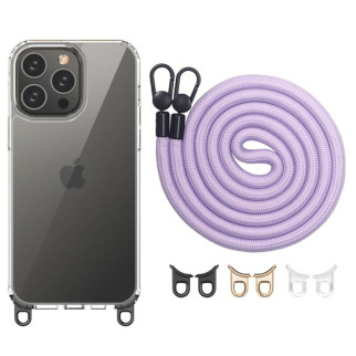 Чохол TPU Transparent with Straps для Apple iPhone 12 Pro Max (6.7") Light Purple - Інтернет-магазин спільних покупок ToGether