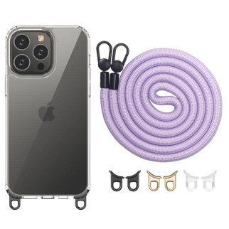 Чохол TPU Transparent with Straps для Apple iPhone 12 Pro / 12 (6.1") Light Purple - Інтернет-магазин спільних покупок ToGether