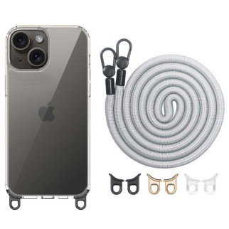 Чохол TPU Transparent with Straps для Apple iPhone 13 / 14 (6.1") Grey - Інтернет-магазин спільних покупок ToGether