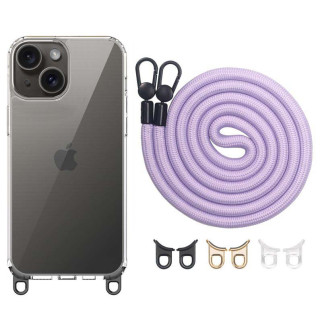 Чохол TPU Transparent with Straps для Apple iPhone 13 / 14 (6.1") Light Purple - Інтернет-магазин спільних покупок ToGether