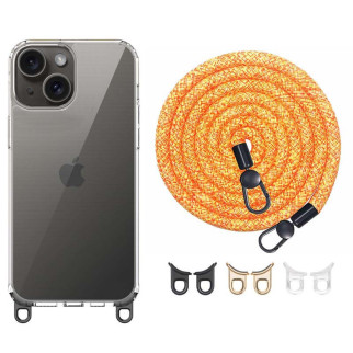 Чохол TPU Transparent with Straps для Apple iPhone 13 / 14 (6.1") Orange / White - Інтернет-магазин спільних покупок ToGether