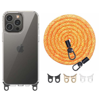 Чохол TPU Transparent with Straps для Apple iPhone 14 Pro (6.1") Orange / White - Інтернет-магазин спільних покупок ToGether