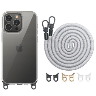 Чохол TPU Transparent with Straps для Apple iPhone 14 Pro Max (6.7") Grey - Інтернет-магазин спільних покупок ToGether