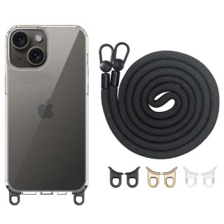 Чохол TPU Transparent with Straps для Apple iPhone 15 (6.1") Black - Інтернет-магазин спільних покупок ToGether