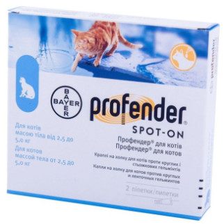 Профендер краплі від глистів для кішок, Bayer, 2 піпетки 2,5 - 5 кг - Інтернет-магазин спільних покупок ToGether