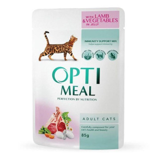 Акція Optimeal вологий корм для дорослих кішок зі смаком ягняти і овочів в желе 85 г -30 - Інтернет-магазин спільних покупок ToGether