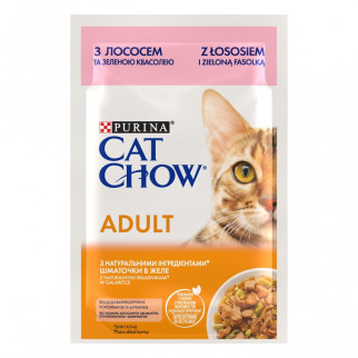 Акція Purina CAT CHOW Adult з лососем і зеленим горошком в желе вологий корм для кішок 85 г - Інтернет-магазин спільних покупок ToGether