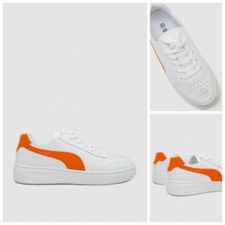 Кеди жіночі на шнурках, колір біло-помаранчевий - Інтернет-магазин спільних покупок ToGether