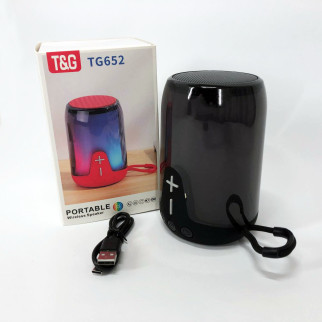 Портативна колонка TG652 5W з RGB підсвічуванням та ремінцем, акумуляторна колонка для музики. Колір: чорний - Інтернет-магазин спільних покупок ToGether