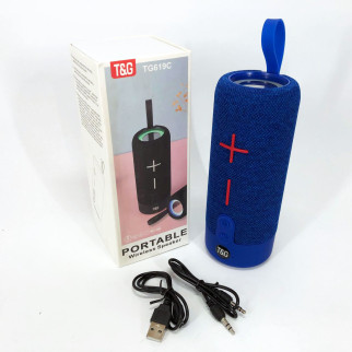 Портативна Bluetooth колонка TG619C FM-радіо USB/TF з ремінцем, блютуз колонка з підсвічуванням. Колір: синій - Інтернет-магазин спільних покупок ToGether