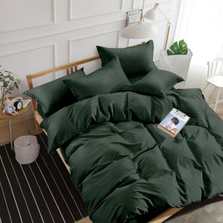 Комплект постільної білизни SoundSleep Stripe Dark Green сатин-страйп темно-зелений сімейний - Інтернет-магазин спільних покупок ToGether