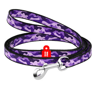 Повідець для собак нейлоновий WAUDOG Nylon, малюнок "Фіолетовий камо", Ш 10 мм, Дов 122 см - Інтернет-магазин спільних покупок ToGether