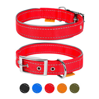 Нашийник "Dog Extreme" з нейлону, подвійний зі світловідбиваючою вставкою (ширина 14мм, довжина 27-35см), червоний - Інтернет-магазин спільних покупок ToGether